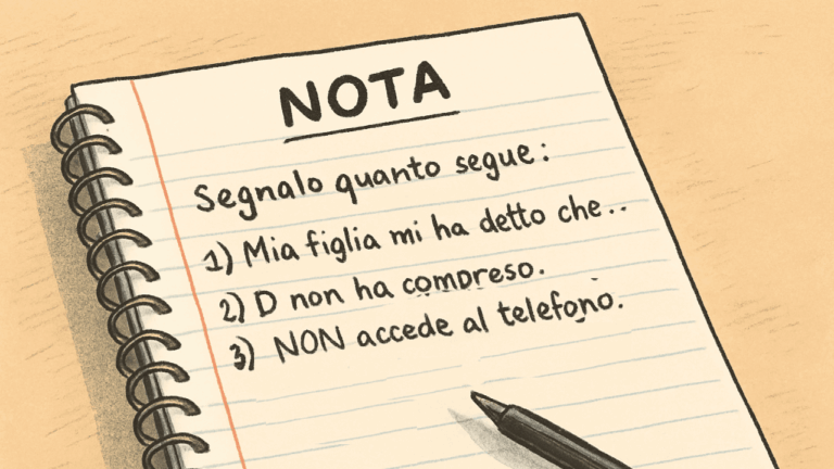 Ho preso una nota. Sono la maestra